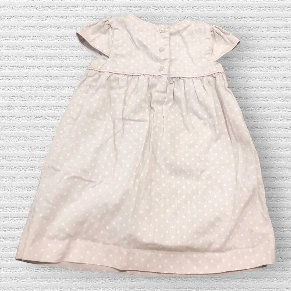 Janie & Jack 6-12 Pink Cream Corduroy Micro Cord Rosette Dress